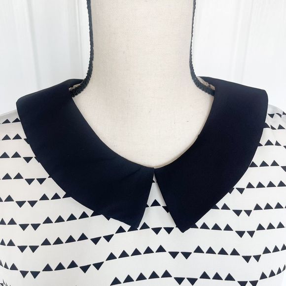 One Clothing Size‎ 0 Black White Contrast Triangular Collared Sleeveless Dress - Picture 4 of 12